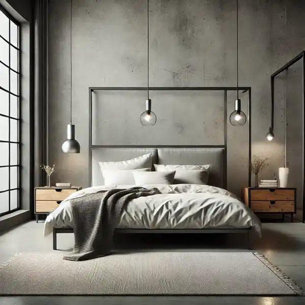 9.Neutral Color Scheme in Industrial Bedroom