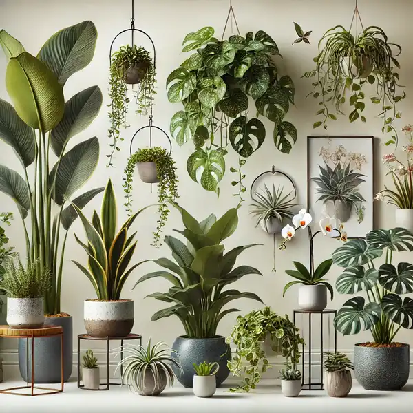 Indoor Plant Decor Ideas - A collection of various indoor plants arranged in a stylish home setting