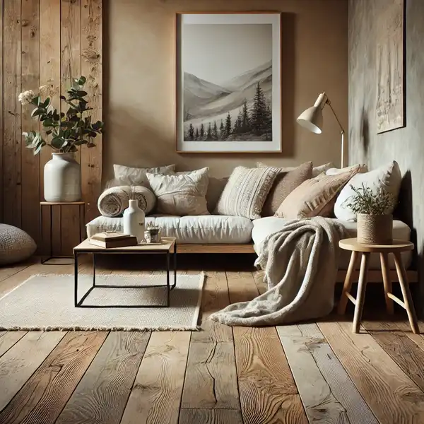 Reclaimed Wood Flooring in Living Room